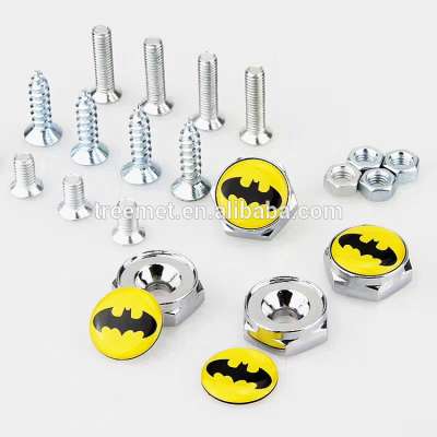 Universal Car Cooper Batman with yellow logo License Plate Frame Screw Bolt