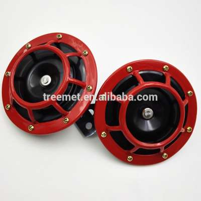 Car Tuning Compact Electric Loud Blast 12V Mount Super Tone  Horn Kit Red