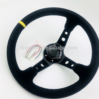 Red steering wheel with 1 yellow band